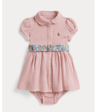 Ralph Lauren Ralph Lauren - Oxford Polo-jurk met riem en bloomer - Desert rose multi