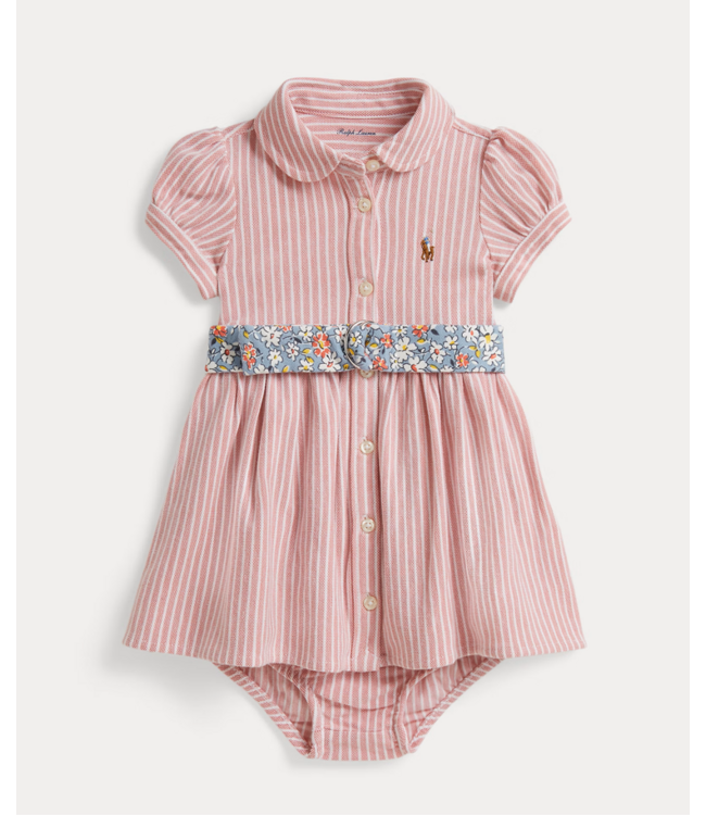 Ralph Lauren Ralph Lauren - Oxford Polo-jurk met riem en bloomer - Desert rose multi