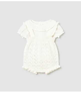 Mayoral Mayoral - Knit dungaree set newborn - Ceramic