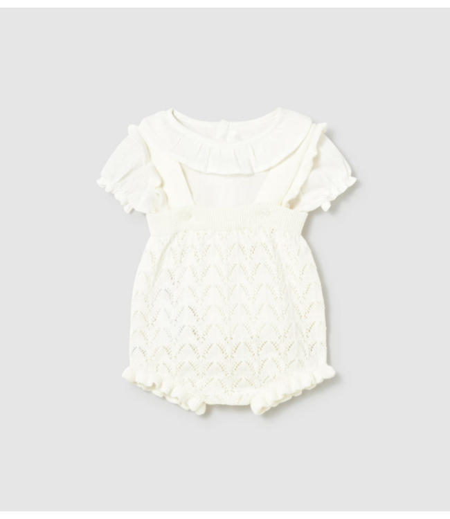 Mayoral Mayoral - Knit dungaree set newborn - Ceramic