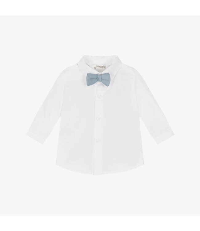 Mayoral Mayoral - Long-sleeved shirt with blue bow tie for newborns