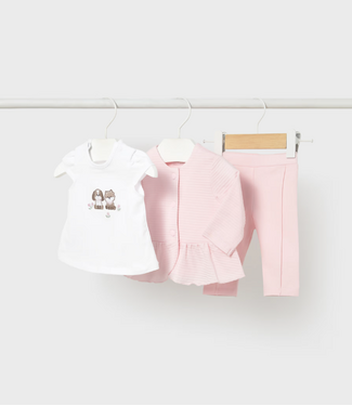 Mayoral Mayoral - 3-piece set with jacket newborn - Baby Pink