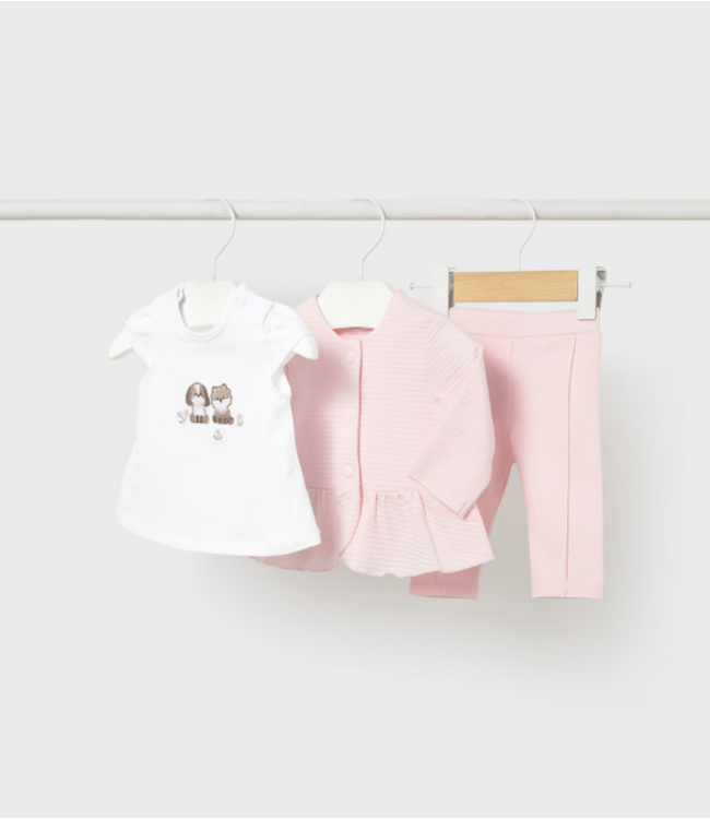 Mayoral Mayoral - 3-piece set with jacket newborn - Baby Pink