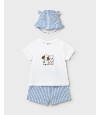 Mayoral Mayoral - Newborn 3 piece set hat with ears - Sky