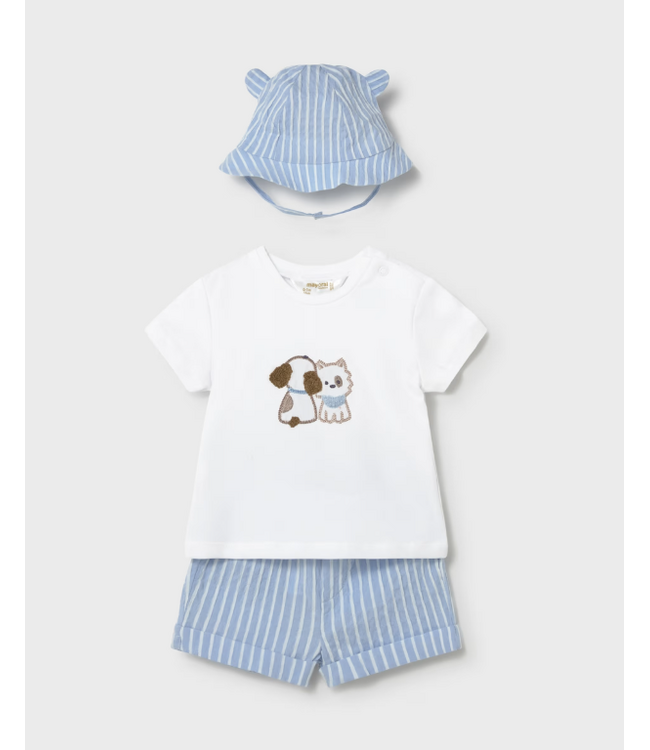 Mayoral Mayoral - Newborn 3 piece set hat with ears - Sky