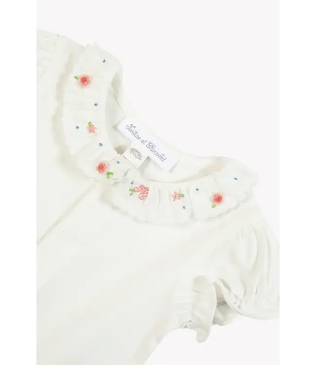 Tartine et Chocolat Tartine Et Chocolat -  Body Ecru bloemenkraag met ruches