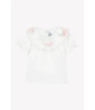 Tartine et Chocolat Tartine Et Chocolat -  T-shirt Witte kraag met bloemenprint en ruches