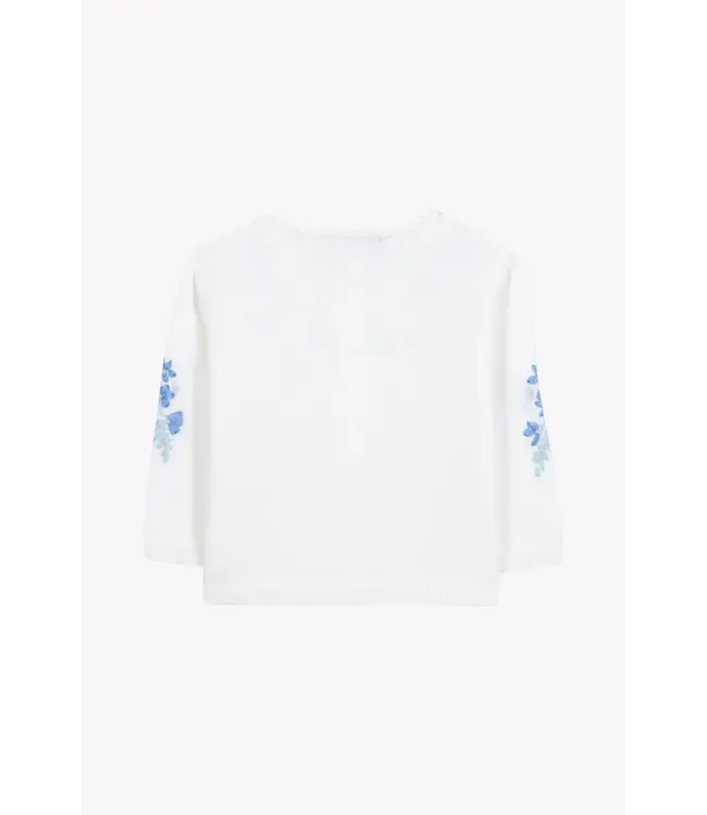 Tartine et Chocolat Tartine Et Chocolat -  Witte Cardigan met blauw geborduurde bloemen