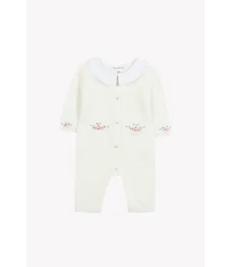 Tartine et Chocolat Tartine Et Chocolat -  Jumpsuit gebreid ecru met bloemenprint
