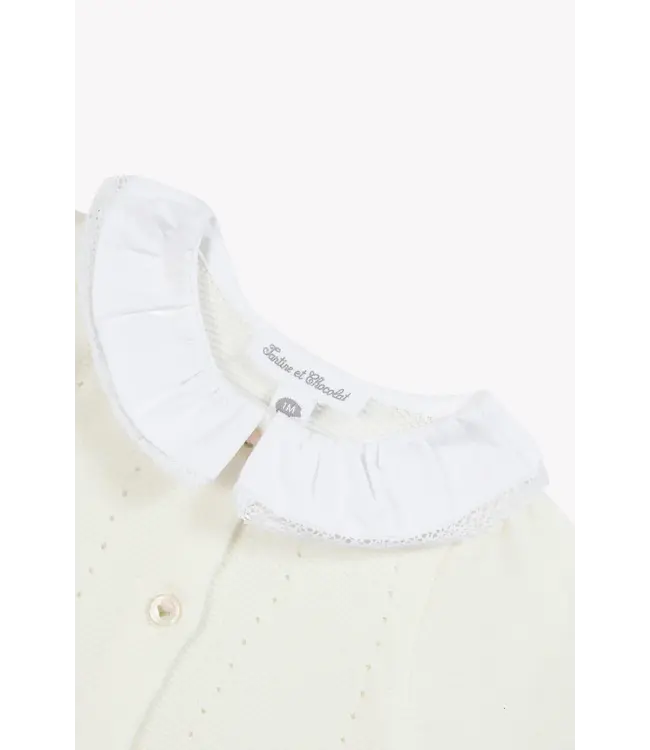 Tartine et Chocolat Tartine Et Chocolat -  Jumpsuit gebreid ecru met bloemenprint