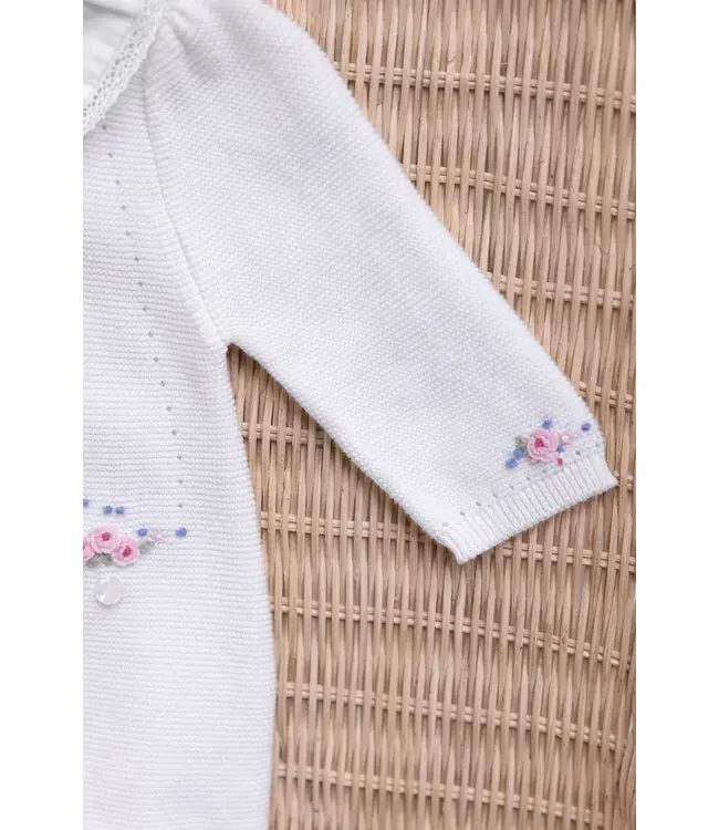 Tartine et Chocolat Tartine Et Chocolat -  Jumpsuit gebreid ecru met bloemenprint