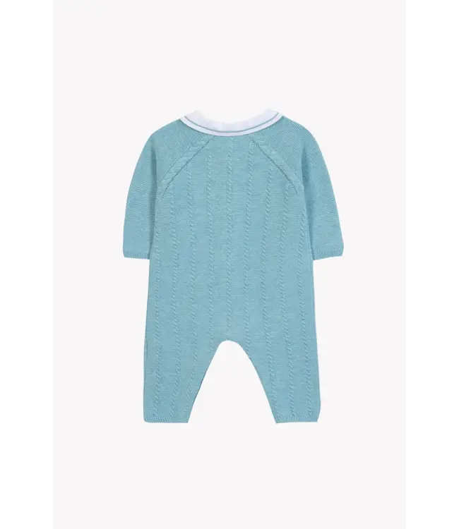 Tartine et Chocolat Tartine Et Chocolat -  Gebreide jumpsuit horizonblauw met puntkraag
