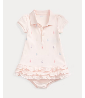 Ralph Lauren Ralph Lauren - Polo-jurk met ruches en bloomer delicate pink