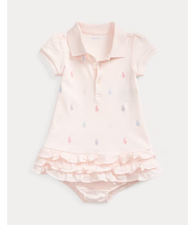 Ralph Lauren Ralph Lauren - Polo-jurk met ruches en bloomer delicate pink
