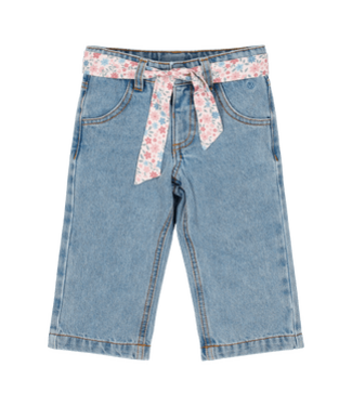 Little Dutch Little Dutch - Jeans Broek met bloemen riem