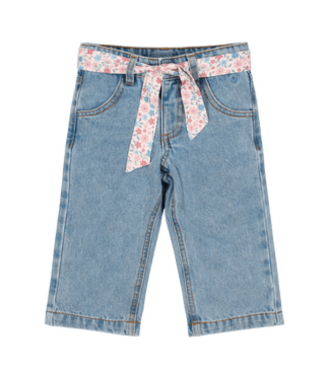 Little Dutch Little Dutch - Jeans Broek met bloemen riem