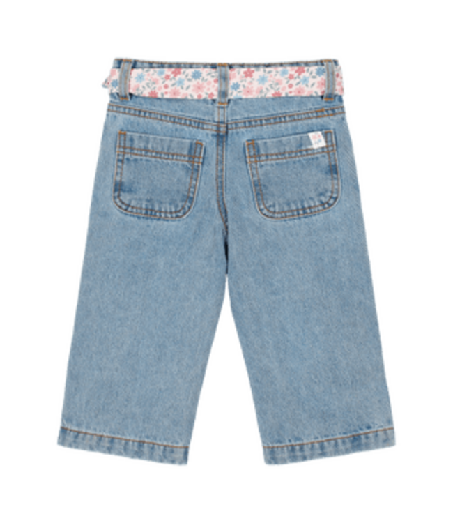 Little Dutch Little Dutch - Jeans Broek met bloemen riem