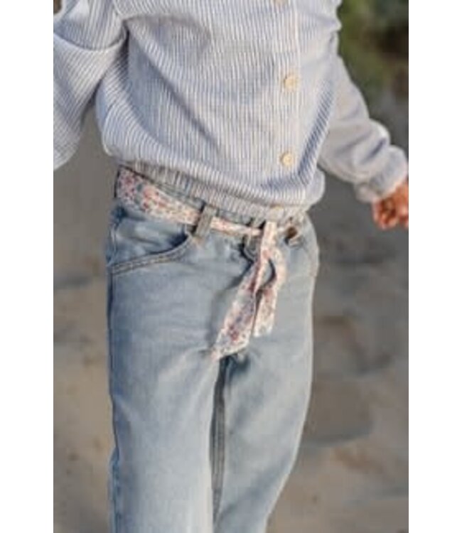 Little Dutch Little Dutch - Jeans Broek met bloemen riem
