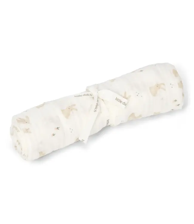 Little Dutch Little Dutch - Swaddle - Wit - 120 cm - Newborn Naturals - Baby Bunny