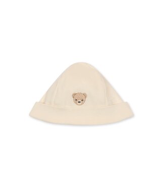 Baby Gi - Beige cotton babyhat Bear (0-1M)