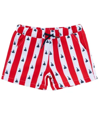 Natini Natini - Zwemshort met streepjes boot - Rood Wit