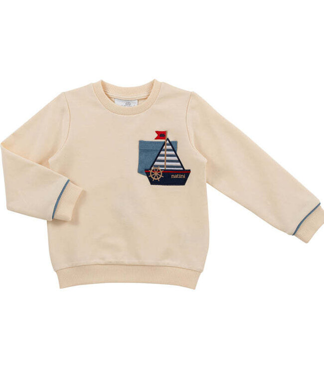 Natini Natini - Trui met zakje en boot - Cream