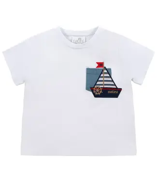 Natini Natini - Tshirt met zakje en boot - Wit