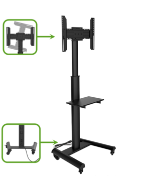 XTRARM TV standaard Proton 500 zwart + 2 stopcontacten  & 2 USBs