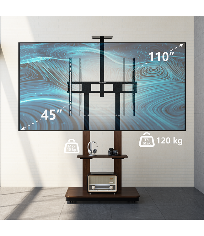 XTRARM TV standaard Duolite manueel zwart/walnoot