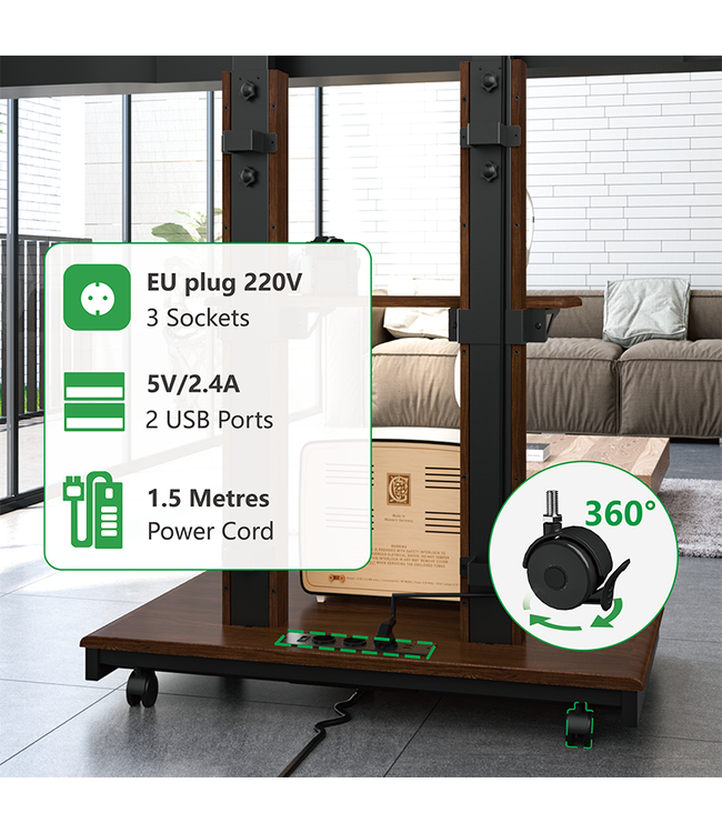 XTRARM TV standaard Duolite manueel zwart/walnoot