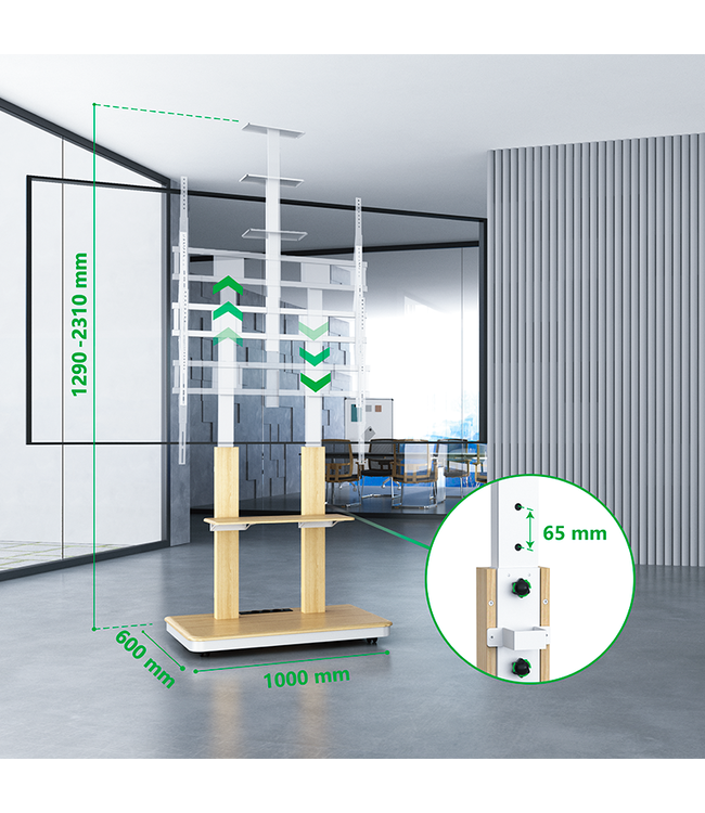 XTRARM TV standaard Duolite manueel wit/beuken