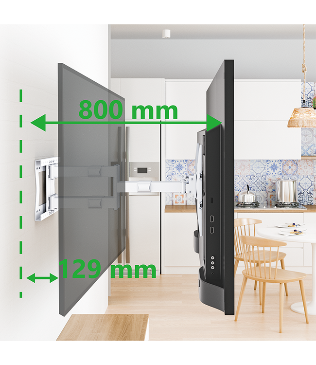 XTRARM Cratos 80 cm double Rotate VESA 600 TV beugel wit