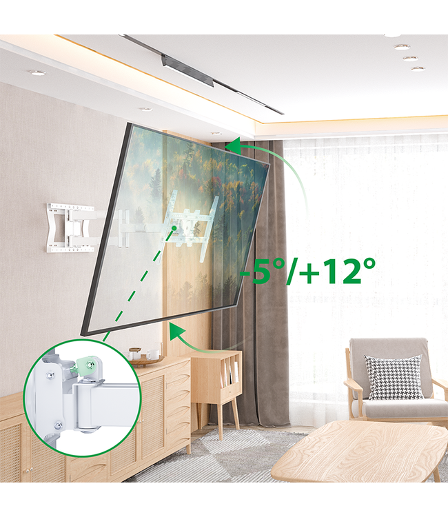 XTRARM Cratos 80 cm double Rotate VESA 600 TV beugel wit