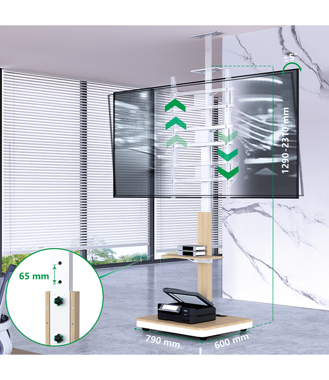 XTRARM TV standaard Elite manueel wit/beuken