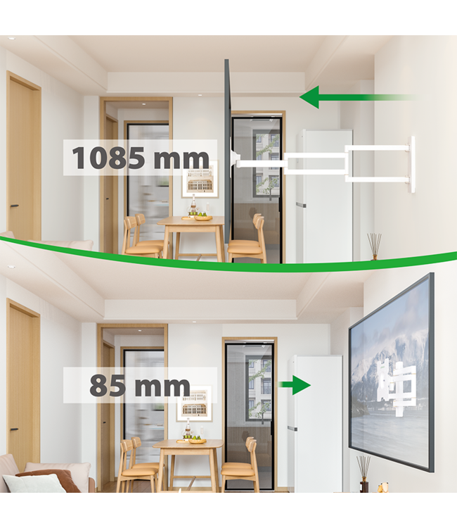 XTRARM Axis XL 108.5 cm Draai- en Kantelbare TV Beugel wit