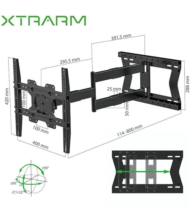 XTRARM Tantal 80 cm Flex VESA 400 TV Beugel zwart