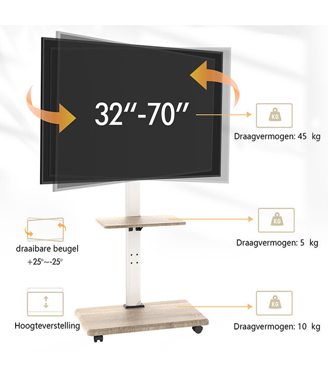 XTRARM TV standaard Delphos Wit Eiken