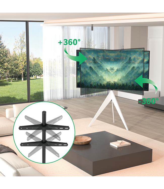 XTRARM Argo Tripod TV standaard wit + kabelgeleiding