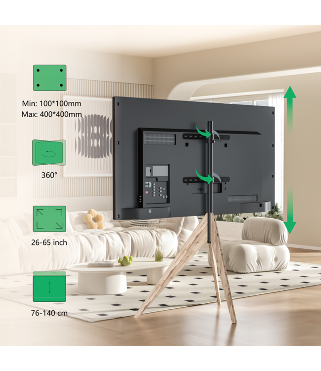XTRARM Argo Tripod TV standaard vergrijsd eiken