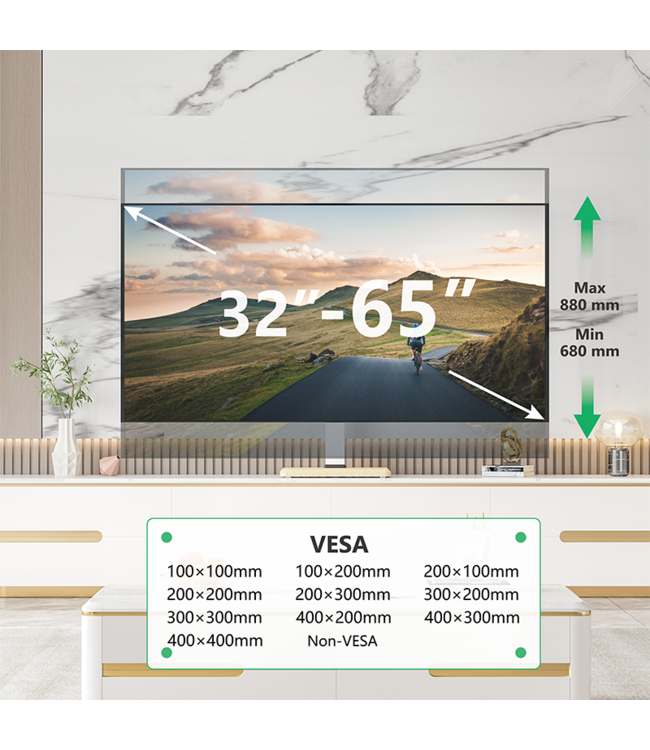 XTRARM XTR-TS1025 TV tafelstandaard wit eiken