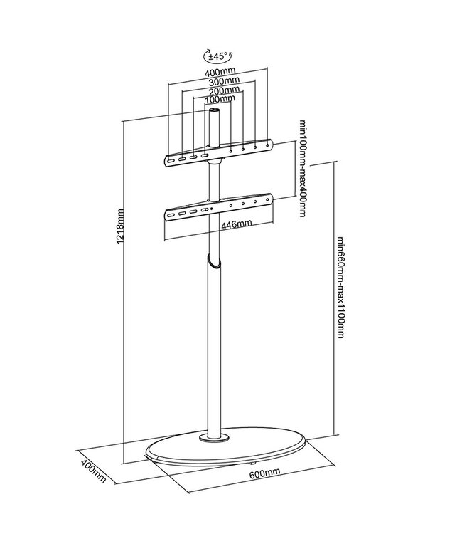 XTRARM Arius TV standaard ovaal zwart
