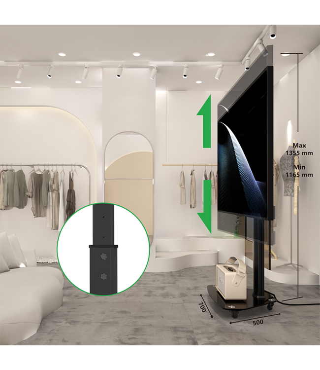 XTRARM TV standaard Proton 100 zwart  + 2 stopcontacten  & 2 USBs