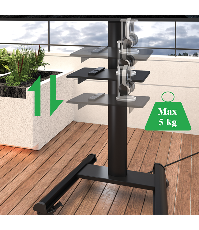 XTRARM TV standaard Proton 500 zwart + 2 stopcontacten  & 2 USBs