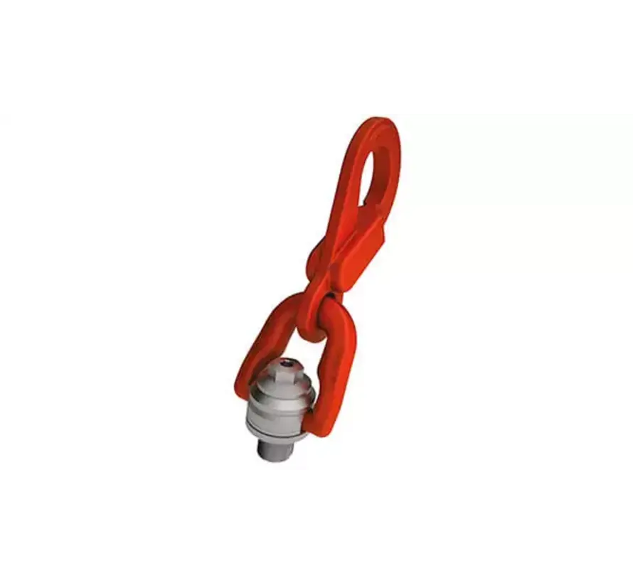 Lifting eye double swivel with carabiner.