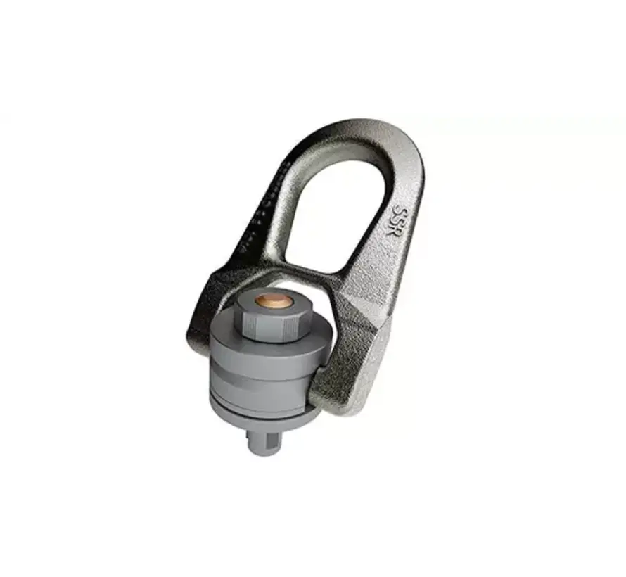 Lifting eye with double twist and quick release.