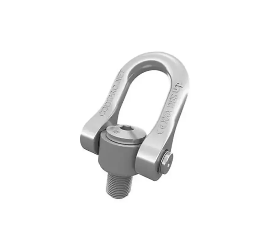 Stainless steel lifting eye with double rotation.