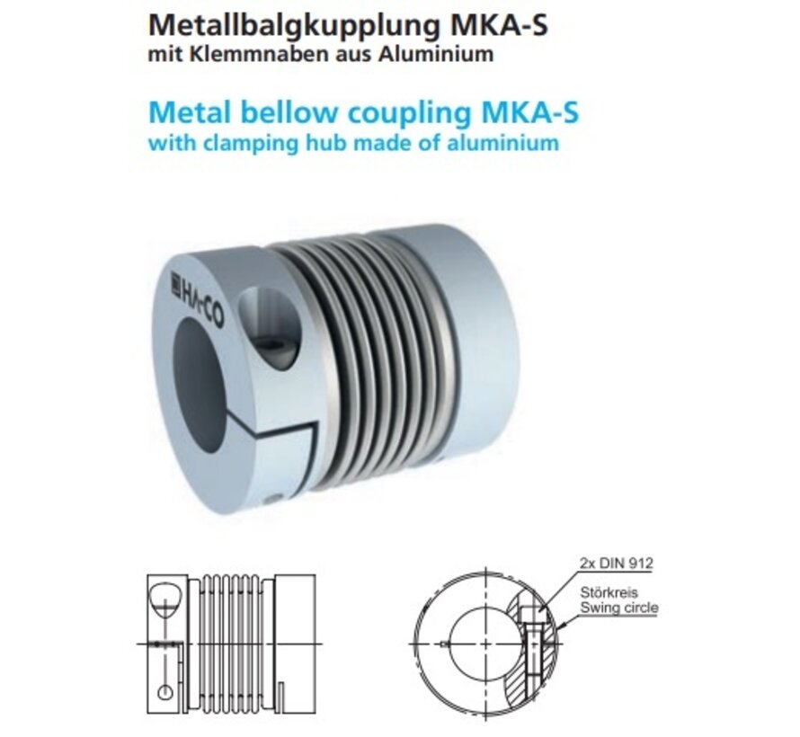 Metalen balgkoppelingen MKA-S