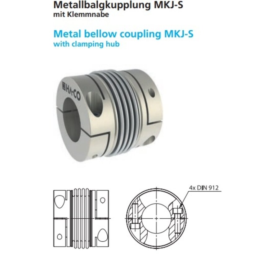 Metalen balgkoppelingen MKJ-S