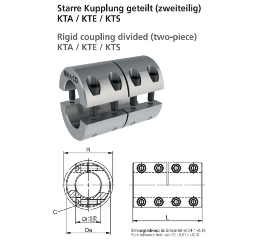 Rigid couplings KTS / KTE / KTA devided two-piece