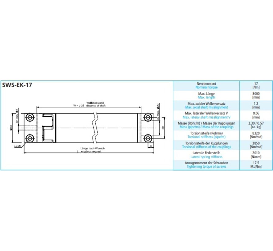 Verbindingsas SWS-EK (halve-schaalklem)